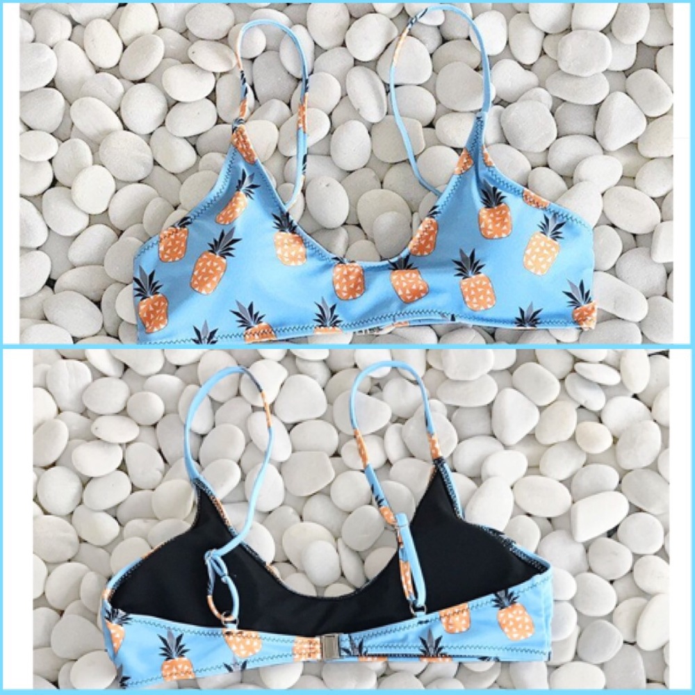 Cupshe Pineapple Ocean BikiniTop Blue/Orange